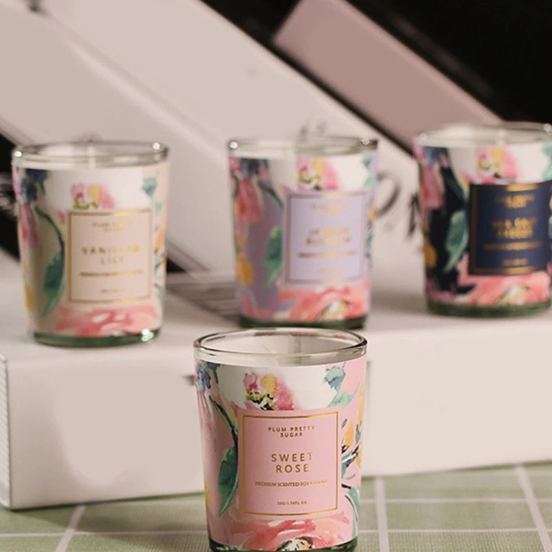 Livingroom Aromatherapy Soy-Wax Candle Set [4- Aroma Set]