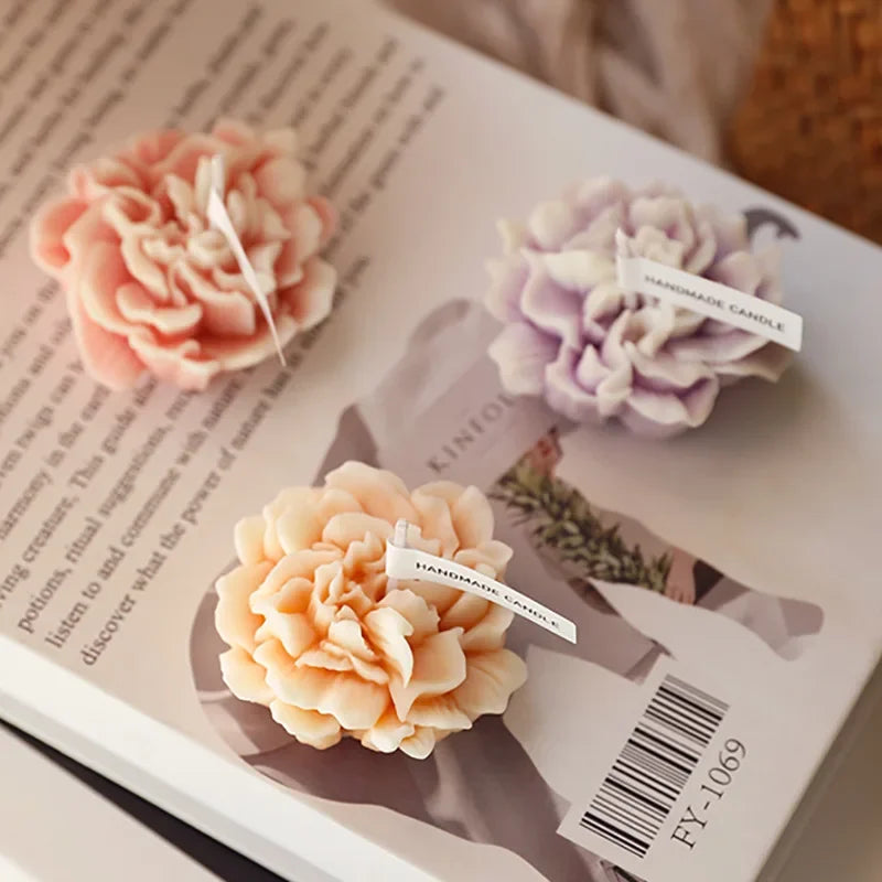 3D Carnation Flower Home Decoration Candle. [6- Colors]