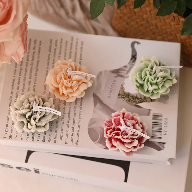 3D Carnation Flower Home Decoration Candle. [6- Colors]